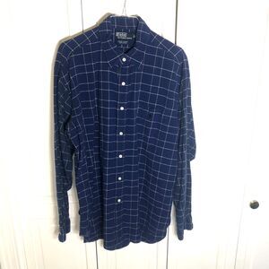 Polo Ralph Lauren Shirt Mens Large Blue Lowell Sport Windowpane Long Sleeve